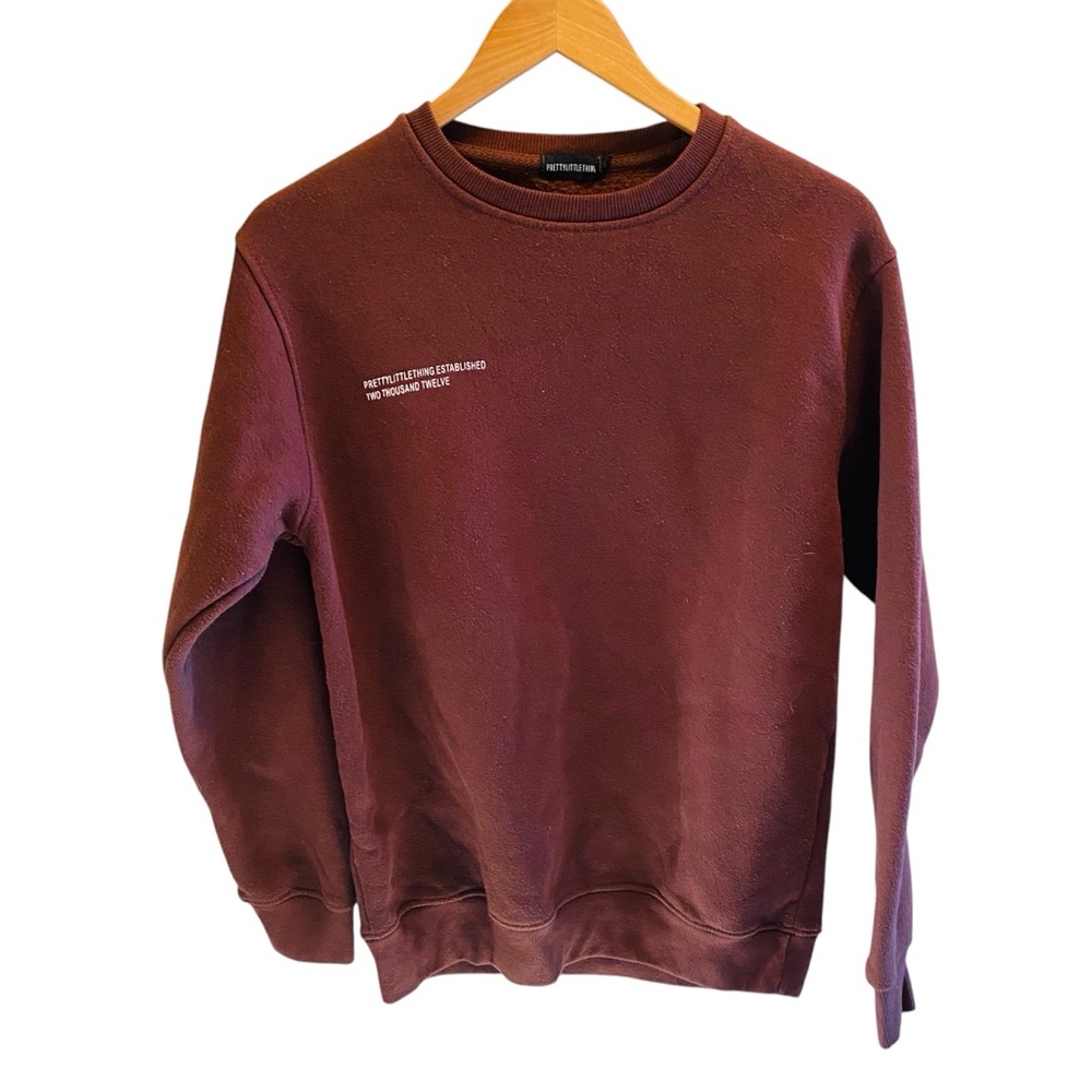 ⭐️ PRETTY LITTLE THING Established 2012 Maroon Crew Neck Sweatshirt